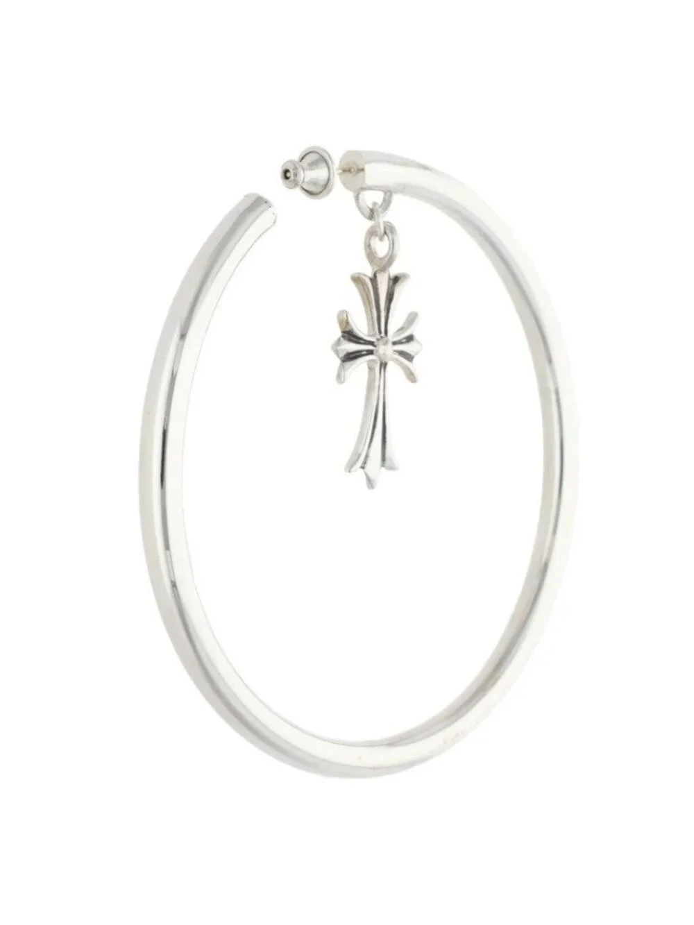 Chrome Hearts Tiny CH Silver Earrings with Cross